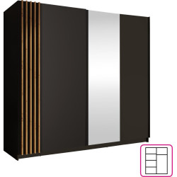 Skříň BAJADERO 200 černá dub artisan se zrcadlem