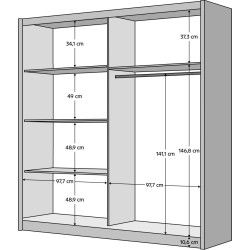 Skříň BAJADERO 200 bílá dub artisan se zrcadlem