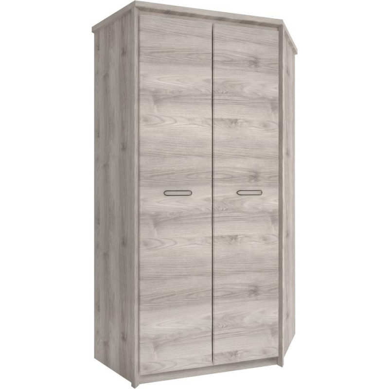 Rohová skříň JESI NEW 2D kaštan nairobi s tyčí a policemi