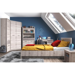 Rohová skříň JESI NEW 2D kaštan nairobi s tyčí a policemi