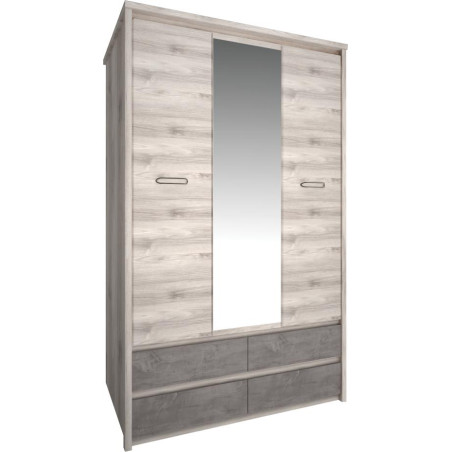 Skříň JESI NEW se zrcadlem 3D4S, kaštan nairobi/onyx
