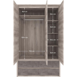 Šatní skříň JESI NEW 3D4S se zrcadlem kaštan/onyx