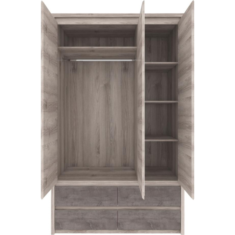 Šatní skříň JESI NEW 3D4S se zrcadlem kaštan/onyx