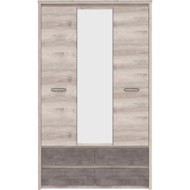 Šatní skříň JESI NEW 3D4S se zrcadlem kaštan/onyx