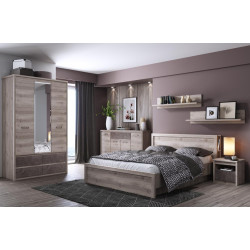 Šatní skříň JESI NEW 3D4S se zrcadlem kaštan/onyx