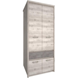 Skříň JESI NEW 4D1S kaštan/onyx se zásuvkou a tyčí