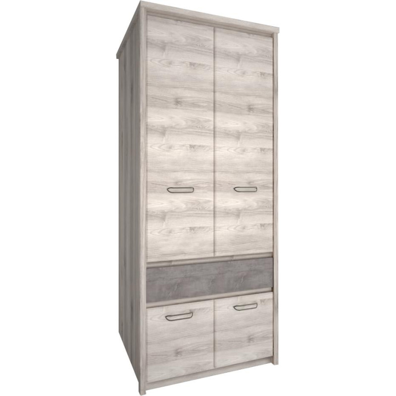 Skříň JESI NEW 4D1S kaštan/onyx se zásuvkou a tyčí