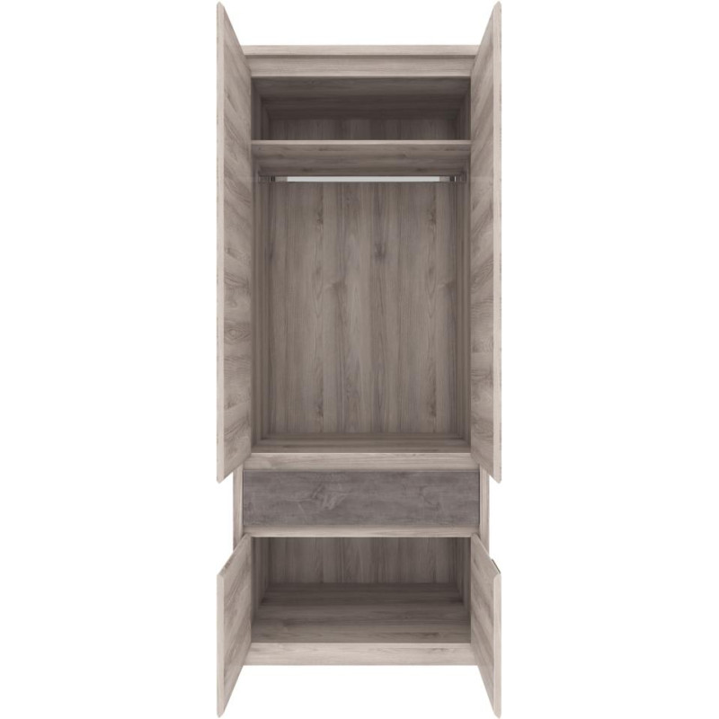 Skříň JESI NEW 4D1S kaštan/onyx se zásuvkou a tyčí