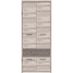 Skříň JESI NEW 4D1S kaštan/onyx se zásuvkou a tyčí