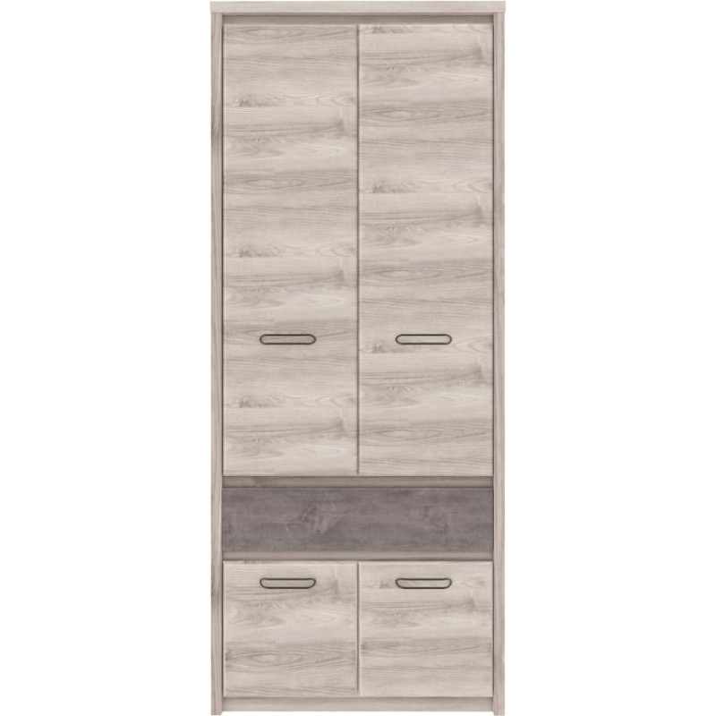 Skříň JESI NEW 4D1S kaštan/onyx se zásuvkou a tyčí