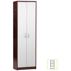 Policová skříň MECKI wenge bílá úzká se 4 policemi