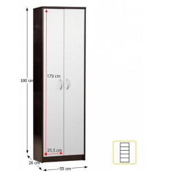 Policová skříň MECKI wenge bílá