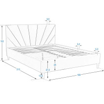 Čalouněna postel 160x200 SOLE 20 světle hnědá s roštem