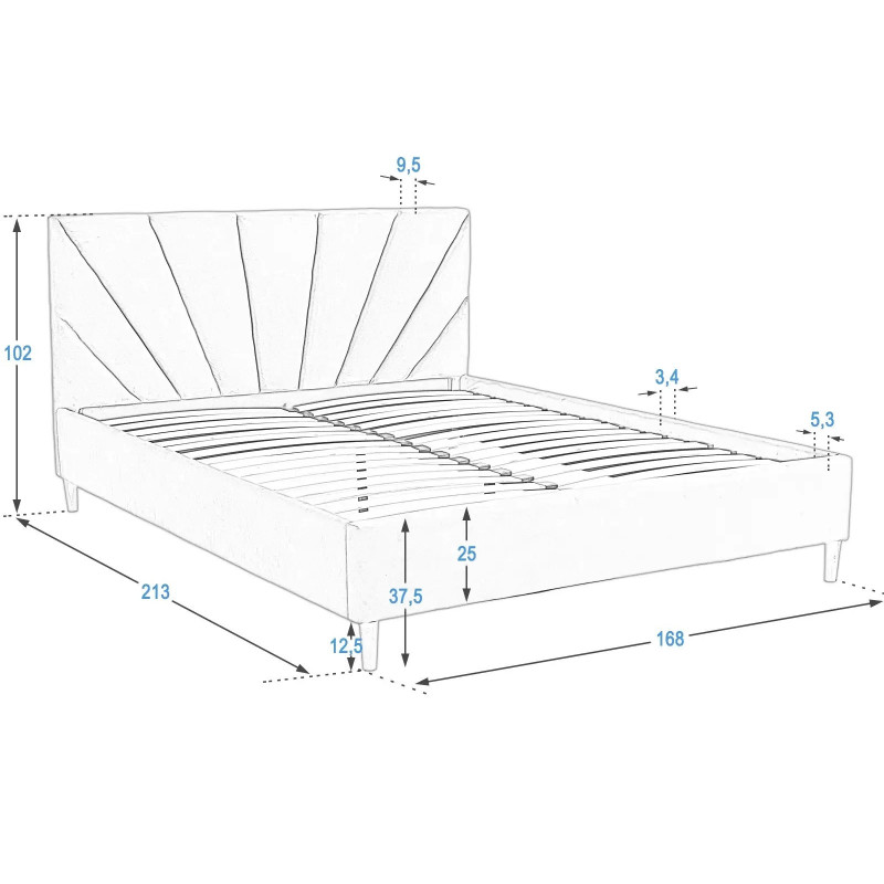 Čalouněna postel 160x200 SOLE 20 světle hnědá s roštem