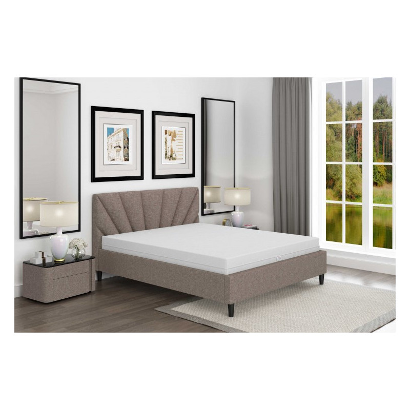 Čalouněna postel 160x200 SOLE 20 světle hnědá s roštem