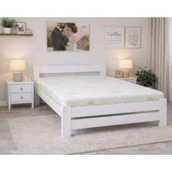 Postel ADAM 180x200 v bílé barvě s 16 lamelovým roštem