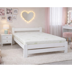 Postel ADAM 80x200 v bílé barvě s 16 lamelovým roštem