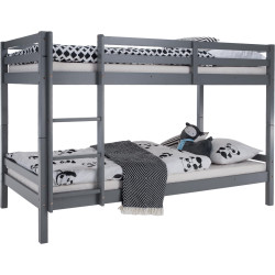 Patrová postel, 90x200, masivní dřevo, šedá, INEZA