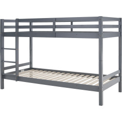 Patrová postel, 90x200, masivní dřevo, šedá, INEZA