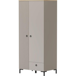 Skříň DOMCA 2D1S Taupe/dub se zásuvkou a tyčí 85 cm