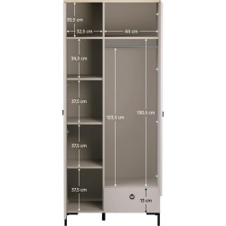 Skříň DOMCA 2D1S Taupe/dub se zásuvkou a tyčí 85 cm