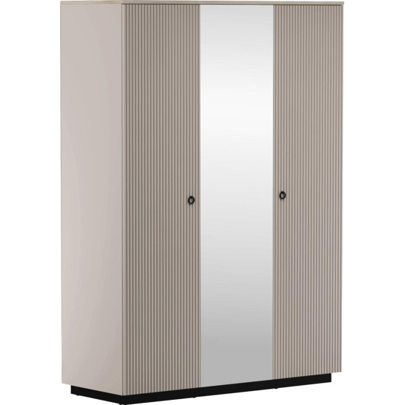 Skříň DOMCA 3D se zrcadlem Taupe/dub 153 cm se zásuvkami