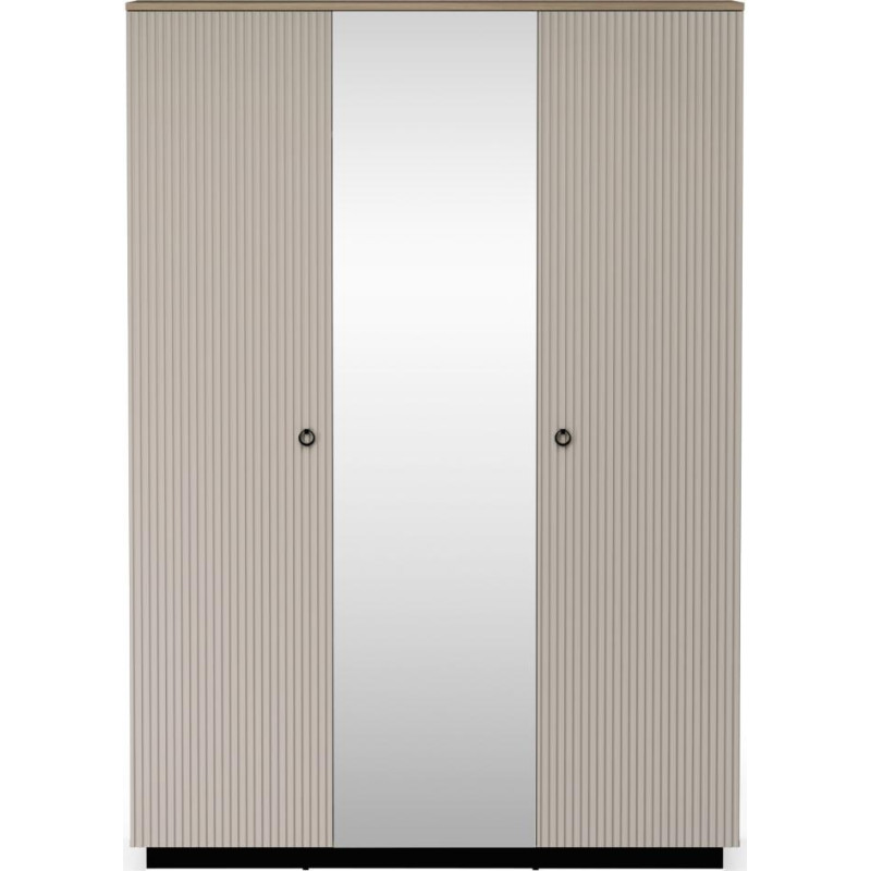 Skříň DOMCA 3D se zrcadlem Taupe/dub 153 cm se zásuvkami