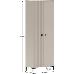Skříň DOMCA 2D 70 cm Taupe/dub s policemi a tyčí