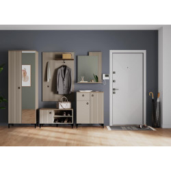 Skříň DOMCA 2D 70 cm Taupe/dub s policemi a tyčí