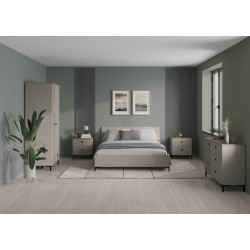 Skříň DOMCA 2D 70 cm Taupe/dub s policemi a tyčí