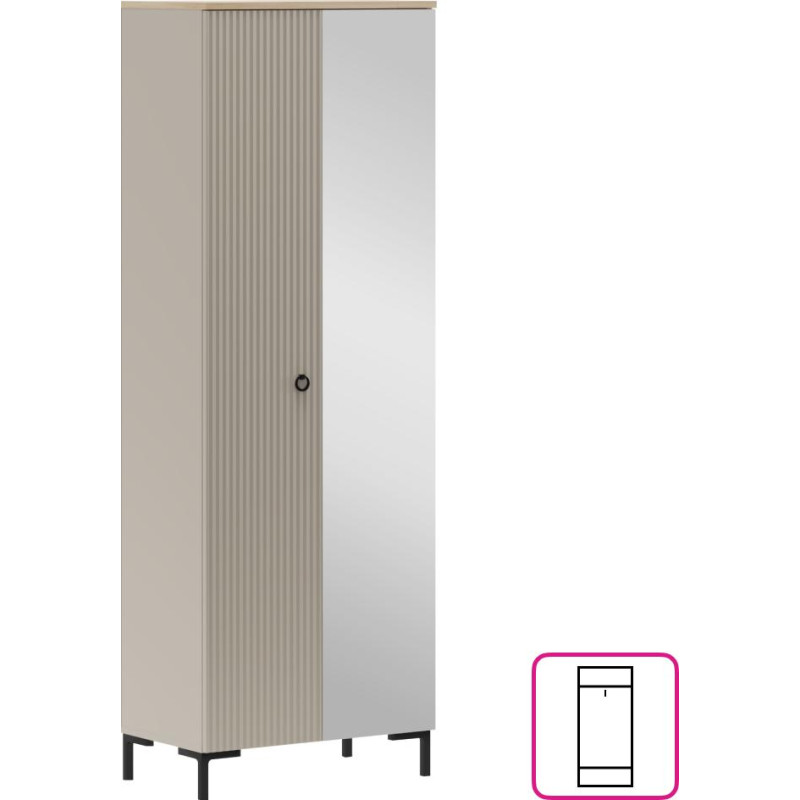 Skříň DOMCA 2D se zrcadlem Taupe/dub silverjack