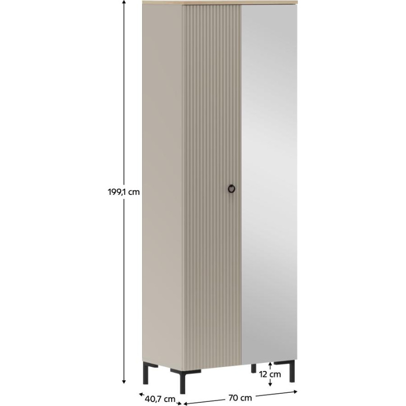 Skříň DOMCA 2D se zrcadlem Taupe/dub silverjack