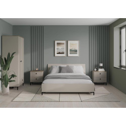 Skříň DOMCA 2D se zrcadlem Taupe/dub silverjack