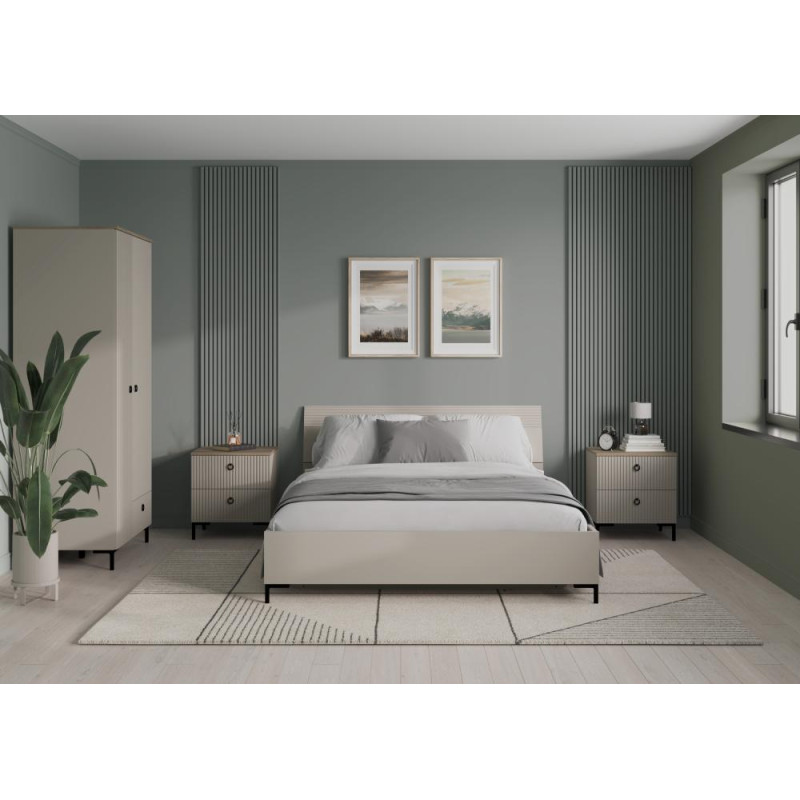 Skříň DOMCA 2D se zrcadlem Taupe/dub silverjack