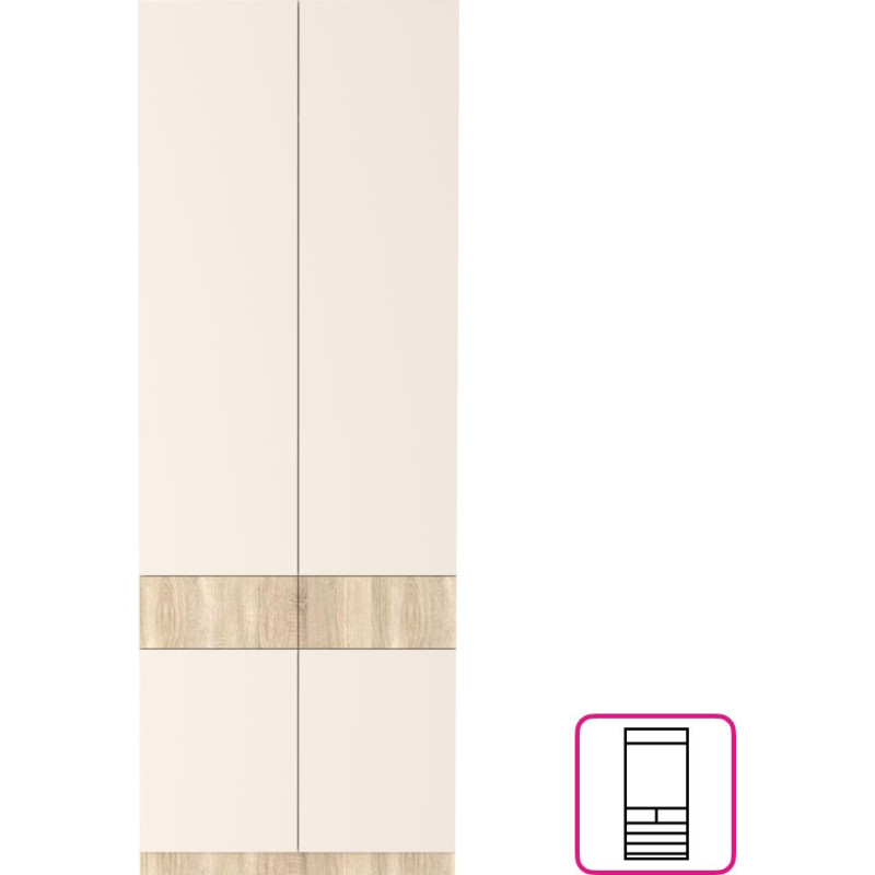 Skříň VERTIO SZF4D2S dub sonoma/kašmír s 2 zásuvkami