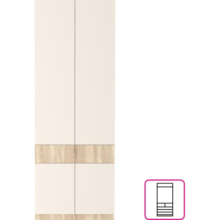 Skříň VERTIO SZF4D2S, dub sonoma/kašmír