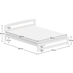 Postel s roštem, bílá, 160x200, AZRA