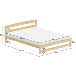 Postel s roštem, přírodní, 160x200, AZRA