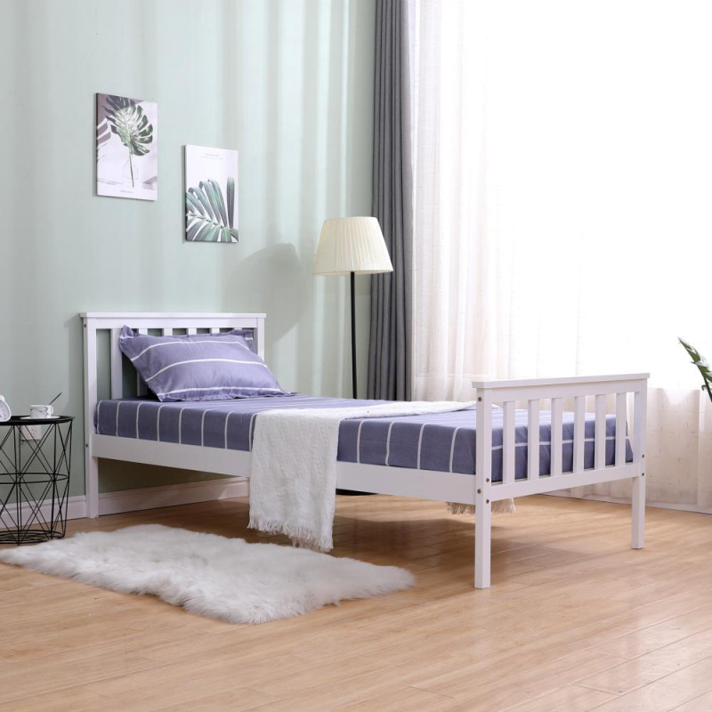 Postel s roštem, bílá, 90x200, ANATRA