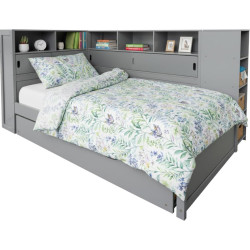 Postel s regály a přistýlkou, šedá, 90x200, LENDON