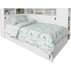 Postel s regály a přistýlkou, bílá, 90x200, LENDON