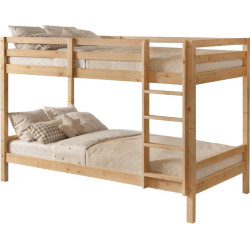 Patrová postel, 90x200, masivní dřevo, přírodní, INEZA