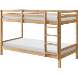 Patrová postel, 90x200, masivní dřevo, přírodní, INEZA