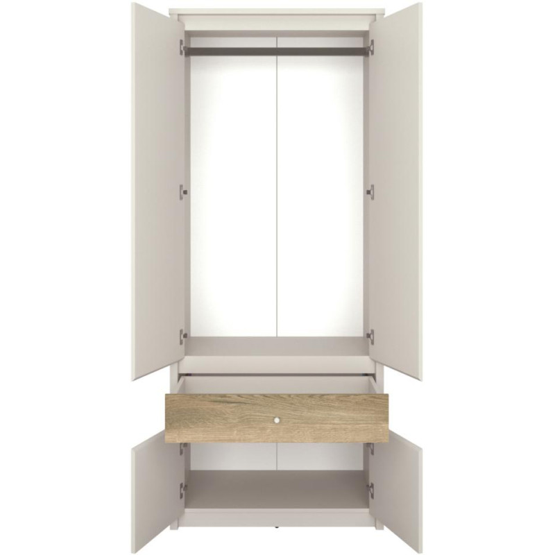 Skříň KAROS 4D1S kašmír/dub evoke – 4 dveře a zásuvka