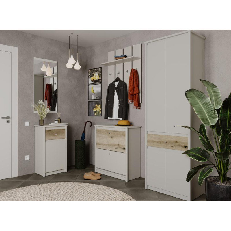 Skříň KAROS 4D1S kašmír/dub evoke – 4 dveře a zásuvka