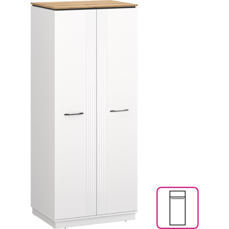 Šatní skříň VELIS 2D se zrcadlem bílá dub evoke