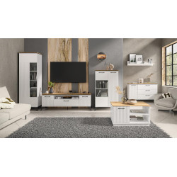 Skříň VELIS 2D, bílá/dub evoke