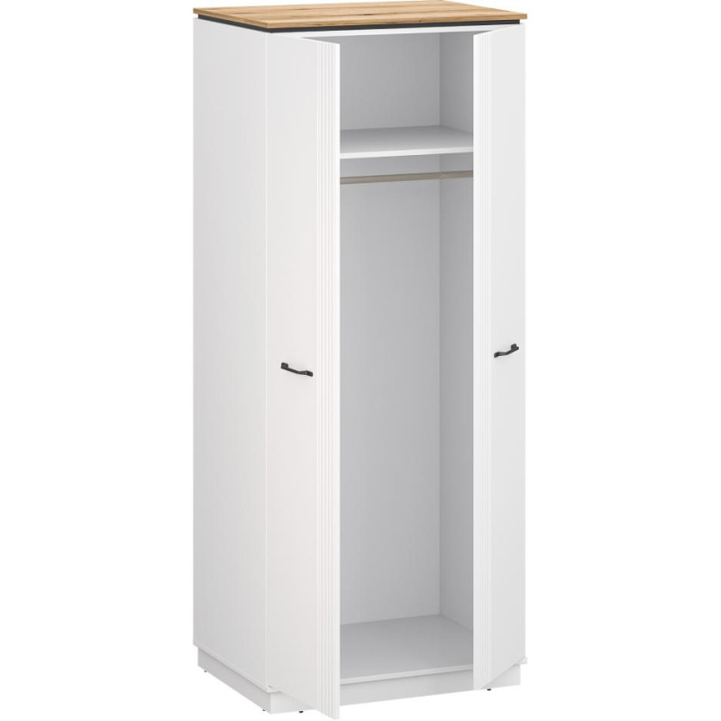 Šatní skříň VELIS 2D se zrcadlem bílá dub evoke