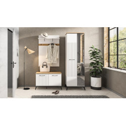 Skříň se zrcadlem VELIS 1D/40 bílá dub evoke úzká