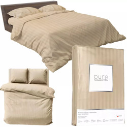 Saténové povlečení jednobarevní Pure Collection Béžovo písková  140x200, 70x80
